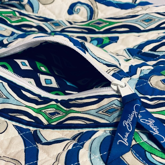 Vera Bradley Drawstring Backpack Blue White Green - Picture 8 of 16